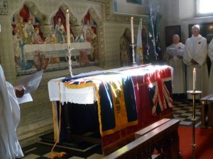 Standards on the altar at St Mary's Ewell